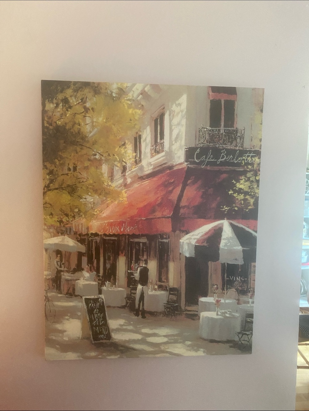 Parisian Café Street Art Print in Red and Cream